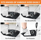 Longzon 6-in-1 Knife Sharpener 5 Stage with Cut-Resistant Glove, Manual Kitchen Tool for Straight & Serrated Knives, Quickly Sharpens Restores & Polishes Dull Blades Safe for Home Kitchen