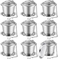Zopeal 9 Pcs Tea Infuser Stainless Steel Strainer with Extended Chain Hook and Saucer Loose Leaf Steeper Fine Mesh Ball Tea Filter for Brew Spices Seasonings Fits Cup Mug Bottle (Medium)