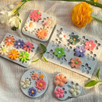 5Pcs Flower Molds Silicone Chocolate Mold Daisy Flower Fondant Polymer Clay Resin Mold Soap Ice Cube Jello Molds for Baking and Cake Cupcake Decorating (Gray Daisy Flower)