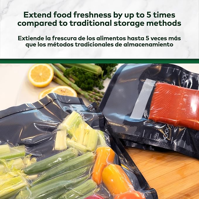 Stash Proof Resealable Zipper Vacuum Seal Bags 8" x 12" (100 Count) 5.5 Mil (Black and Clear) - BPA Free Commerical Grade Food Saver for Storage, Sous Vide, and Meal Prep Sealer Bag