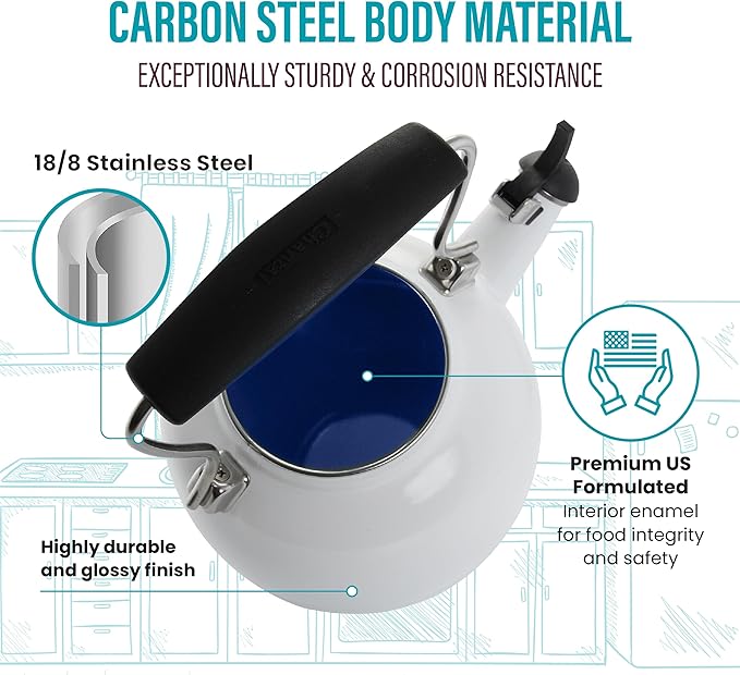 Chantal Tea Kettle, Vintage Series, Enamel on Steel, Whistling (Aqua)