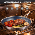 Ammeloo Hybrid Stainless Steel Cookware Set, 17-Piece Tri-Ply Pots and Pans Set Non Stick, Induction Kitchen Cookware Sets, Dishwasher & Oven Safe, PFOA Free, All Cooktops Compatible, Navy Blue