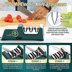 VIDOME Professional Electric Knife Sharpener with 100% Diamond Abrasives, 3-Stage Precision Angle Guides, Champagne Gold, for Kitchen Straight Edge and Ceramic Knives