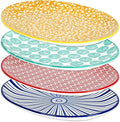 Selamica Serving Platter, 14 Inch Large Serving Dishes for Entertaining, Oval Ceramic Serving Trays for Party, Steak, Cake, Dinner, Fruit, Oven Safe, Microwave Safe, Set of 4, Assorted Colors