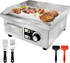 14" Commercial Electric Griddle,Electric Countertop Flat Top Griddle,110V 1500W Electric Flat Top Grill,Non-Stick Restaurant Teppanyaki Stainless Steel Grill,Adjustable Temperature Control