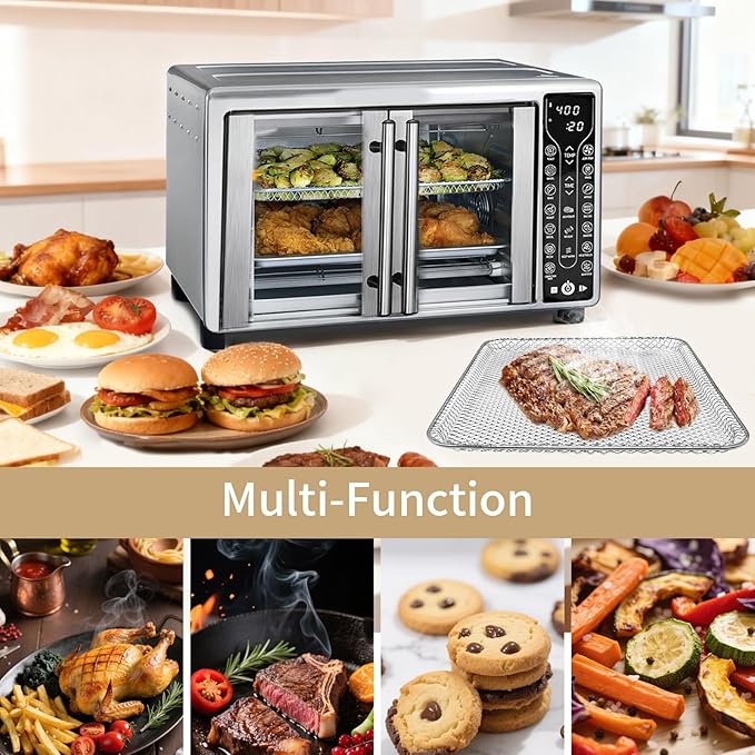 Toaster Oven Replacement Parts Accessories for Gourmia GTF7655 GTF7350 GTF7460, 3 IN 1 Tray Basket Rack Kit for Gourmia Digital Toaster Oven Air Fryer 17 Cooking Presets French Door 1700W 24L