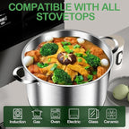 STOCKPOT Cooking Pot, Stainless Steel Stock Pot with Glass Lid, 6 Quart Soup Pot, Induction Compatible, Dishwasher Safe