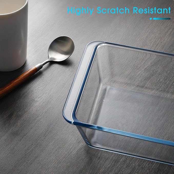 NUTRIUPS 2.4QT Rectangular Deep Glass Baking Dish, Glass Baking Pan for Oven, Clear Bakeware Deep Casserole Dish(2.4QT)