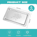 6-Pack Silver Serving Trays Set (14" x 9") – Swirl Floral Engraved Serving Platters for Parties, Weddings, Birthdays, Festive Occasions – Mirror Trays for Charcuterie, Cookies, Desserts, Snacks, Fruit