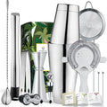 Homestia Boston Shaker Set Mixology Bartender Kits Bar Tool Set, Stainless Steel Martini Shaker Set, 12 Pcs Cocktail Bartending Kits Barware Bartender Sets for Home Bar Party, (Silver)