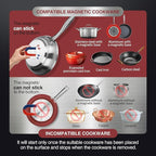 ChangBERT Induction Cooktop, Commercial Grade Portable Cooker, Large 8” Heating Coil, Premium Stainless Steel Countertop Burner with NSF Certified, 10 Hours Timer Powerful 1800W Professional Hot Plate