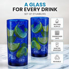 Zulay Kitchen Plastic Drinking Glasses (Set of 6) – 16oz Acrylic Shatterproof Water Cups for Home, Kitchen & Outdoors – Cobalt Blue Glass Look – BPA & Lead-Free – Top-Rack Dishwasher Safe