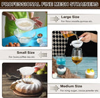 3 Pcs Plastic Nylon Mesh Strainer Colander with Handle Double Ear Fine Food Mesh Strainer Flour Sifter for Baking Kitchen Colander Sifter Kefir Tea Juice Pasta(3 Inch, 4 Inch, 5.5 Inch)