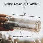 Vesmoon Vessence 24 Oz Stainless Steel Tea Infuser Bottle for Loose Leaf Tea, Water, Herbs, Fruits - Triple Layered Insulated, Leak Proof Bottle with Lid and Clip Handle - 24 Hours Hot/Cold
