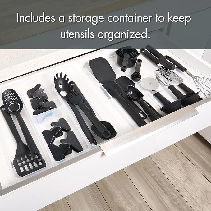 36-Piece Kitchen Gadget Set with Cooking Utensils & Drawer Organizer, Non-Stick Safe Tools for Everyday Cooking, Complete Kitchen Essentials