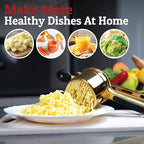 PriorityChef Large 15oz Potato Ricer With 3 Discs, Heavy Duty Stainless Steel Potato Ricer for Mashed Potatoes, Potato Masher, Press and Ricer Kitchen Tool, Gold Steel Black Silicone
