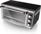 BLACK+DECKER TO3250XSBD 8-Slice Extra Wide Convection Countertop Toaster Oven, Includes Bake Pan, Broil Rack & Toasting Rack, Stainless Steel/Black