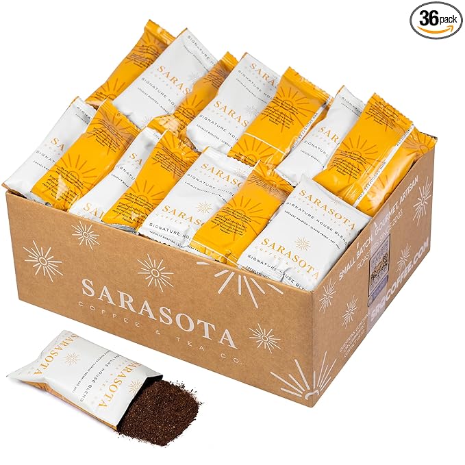 Breakfast Blend 2.5oz Coffee Packets – Medium Roast Bulk Ground Packs for 12-Cup Drip Brewers, Low Acid, Fresh-Sealed Fractional Bags, 36 Count by Sarasota Coffee