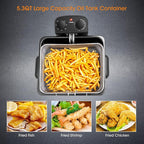 Giantex 1700W Electric Deep Fryer with 3 Baskets, 5.3QT/21-Cup Frier Cookers Home Fryer, Large Oil Container, Lid with View Window, Adjustable Temperature and Timer, Family Kitchen Restaurant Use
