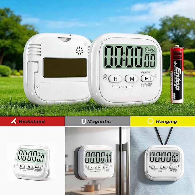 AyayaBoss 2-Pack Magnetic Kitchen Timers for Cooking, Digital Stop Watch Countdown Timer for Kids, Teachers, Classroom, Office, Exercise - Battery Included