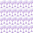 Plastic Wine Glasses, Plastic Goblets Vintage Style Cordial Unbreakable Drinking Glasses, Reusable Drinkware for Wedding Reception, Grand Event Party Supplies (48, Purple)