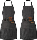 BeLuyi 2 Pack Adjustable Bib Apron with 2 Pockets Chef Cooking Kitchen Restaurant Aprons for Women Men