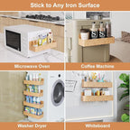 Mystozer Magnetic Spice Rack for Refrigerator, Kitchen Organizer and Storage Shelf, Woodgrain (4 Pack)…