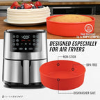 Air Fryer Silicone Baking Set, 6.7” Cake Pan, Muffin Cups, Scraper & Cheat Sheet – Non-Stick, BPA-Free Bakeware for Instant Vortex, Cosori, Ninja, Chefman & More by INFRAOVENS