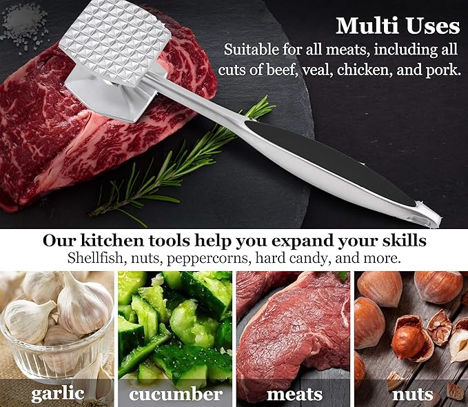 Meat Tenderizer Kitchen Mallet Hammer Tool Manual Pounder For Tenderizing Chicken Steak Beef Poultry