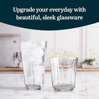 Libbey Monterrey Everyday Drinking Glasses Set of 8, Geometric Shape DOF and Glass Tumbler Set, All Purpose Kitchen Glassware Set for Water Cocktails