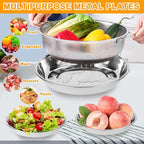 Colander Stainless Steel, 7 Piece Strainers and Colanders Set, Mesh Strainer Net Baskets with Handles, 2 Stainless Steel Plates and Fine Mesh Strainer for Kitchen Food Strain Drain Rinse Cooking