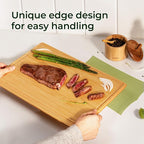 Keechee Cutting Board with Non-slip Mat, Bamboo Cutting Board for Kitchen Meal Prep & Serving - Wood Serving Board Set with Deep Juice Groove Ideal Kitchen Gifts