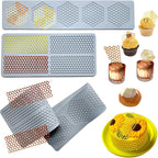 4PCS Honeycomb Mold,Tuile Molds Silicone Honeycomb Baking Mold,Beehive Mold Silicone Fondant Molds 3D Beehive Candy Silica Molds,Chocolate Mold Set Sugar Bees for Cake Decorating