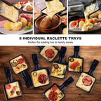 CUSIMAX Raclette Grill Korean BBQ Grill, Portable Raclette Table Grill Electric Grill with Non-stick Plate, Adjustable Temperature Control, Indoor Grill with Cool Touch Handles, 8 Cheese Trays for Fun