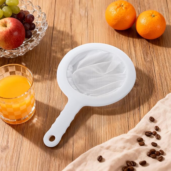 Ultra Fine Mesh Strainer with Handle, 200 Mesh, Plastic Juice Strainer, Small Colander for Kitchen, Nylon Fine Sieve for Soy/Nut Milk, Yogurt, Coffee, Honey, Wine, Food, Tea Leaf Filter, 1 Pack