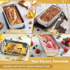 TeamFar Loaf Pan, 9¼” × 5” Bread Loaf Pan Meatloaf Pan Stainless Steel for Baking Bread Cake Toast, Healthy & Durable, Dishwasher Safe & Easy Clean