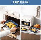 Dafuceramic Casserole Dishes for Oven, Baking Dishes, Ceramic Bakeware Sets of 4, Rectangular Baking Pan Set with Handles for Baking, Casserole, Kitchen, Wedding Gift (Blue)