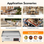110V 3000W 22" Commercial Electric Countertop Griddle, Flat Top Grill Hot Plate BBQ Adjustable Thermostatic Control Electric Griddles Grill Stainless Steel Restaurant Grill for Kitchen