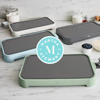 Martha Stewart 12” x 22” Electric Griddle, XL Ceramic Nonstick Flat Top Cooking Surface, Adjustable Temperature Dial, Drip Tray, Dishwasher Safe, 1500W Fast Even Heating, Pancakes & Eggs, Sky Blue