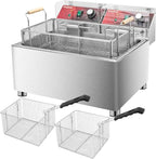 Mvegoiuok Electric Large Deep Fryer With 3 Basket 3600W Commercial Turkey Fryer Pot With Oil Filtration Lid 25QT Stainless Steels Frier for Home Use Oil Fryer