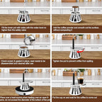 4 Cup Single Tube Moka Pot Stainless Steel Stovetop Espresso Maker Cafeteras Italian Percolator Espress Makers Capable Greca Mocha Coffee Machine for Induction Home 310ml 10.5oz