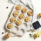 2 Packs 12 Cups Silicone Muffin Pan for Baking with Metal Reinforced Frame Regular Size Cupcake Pan Tray Chocolate Egg Pizza Bites Oven Top Cookie Molds Muffin Tin Tart Pans Sheet Set Bakeware Liner