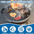 SafBbcue Cast Iron Griddle & Grate for Weber 22" Kettle Charcoal Grill Accessories, Foldable Cooking Grate & Griddle for Cuisinart CHA-830 Cleanburn Fire Pit Cook Top, Outdoor Campfire BBQ Parts