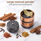 2.5" Manual Spice Grinder, Aluminum Alloy Seasoning Mill for Dry Kitchen Spices, Compact Handheld Grinder, Small Portable Kitchen Tool (Gold)