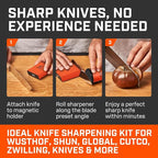 TUMBLER Pro Rolling Knife Sharpener™ - Knife Sharpening Made Easy - Ultimate Gift for Father's Day - Kit with Removable Disc System - 4-Layer Diamond Sharpening Disc & EdgeBoost Ceramic Disc (Orange)