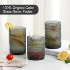 ZMOWIPDL Vintage Hobnail Drinking Glasses Set of 8,Grey 12 oz & 15oz Highball Glass Cups, Kitchen Drinkware Glassware,Embossed Water Tumbler,for Beer,Cocktail,Whiskey,Juice and Various Mixed Drinks