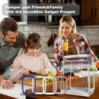 4-in-1 French Fry Cutter Potato Slicer with Container Manual Vegetable Chopper with 4 Blades Potato Cutter for Fries Apple Slicer & Onion Dicer