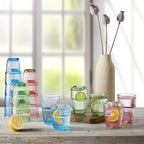 Bormioli Rocco Barshine 12.88 oz. Long Drink Stackable Tempered Drinking Glasses, Set of 6, Mint Green