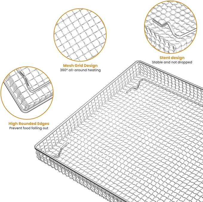 Stainless Steel Air Fryer Basket and Tray,Compatible with Cuisinart TOA-60 TOA-65 TOA-70 Toaster Air Fryer Convection Oven