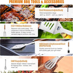 Cifaisi BBQ Grill Accessories Set, 38Pcs Stainless Steel Grill Tools Grilling Accessories with Aluminum Case, Thermometer, Grill Mats for Camping/Backyard Barbecue, Grill Set for Men Women